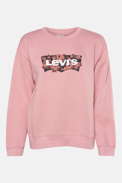 Roze sweater van Levi's met een bloemenprint op het logo op de voorkant.