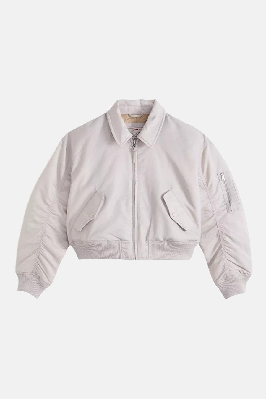 Grijs kort jasje van Levi's® met lange mouwen en een rits aan de voorkant.
