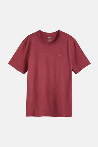 Bordeaux t-shirt met korte mouwen van Levi's, effen en met klein logo op de borst.
