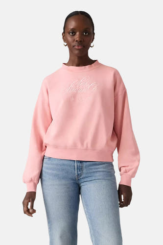Gilet rose avec col rond de Levi's®, avec un logo brodé sur la poitrine.