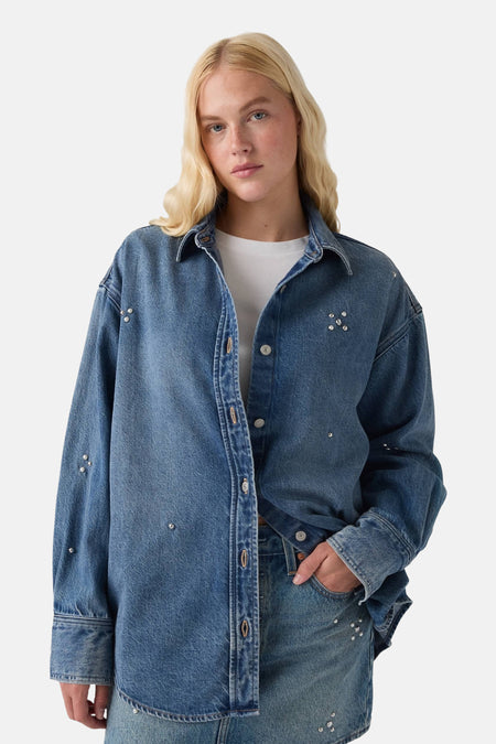 Chemise à manches longues - Mid blue denim