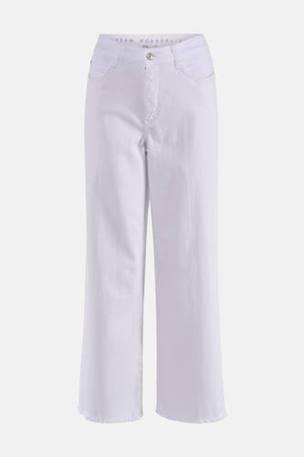 Witte denim jeans wide van MAC, met gerafelde zoom.