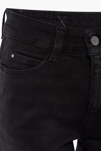 Donkergrijze bootcut jeans van MAC Jeans, met subtiele stiksels en een metalen knoopsluiting.