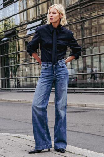 Wide jeans - mid blue denim