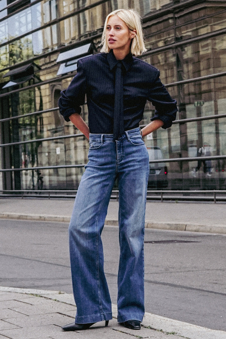 Wide jeans - mid blue denim