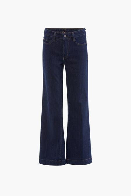 Jean wide bleu marine de MAC, avec des rivets et une fermeture à glissière.
