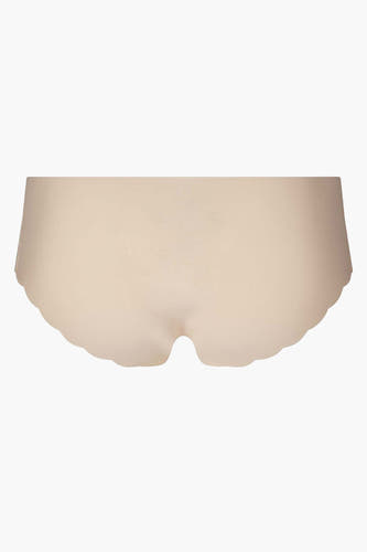 Robe beige de SKINY, avec des bords sculptés et une texture lisse.
