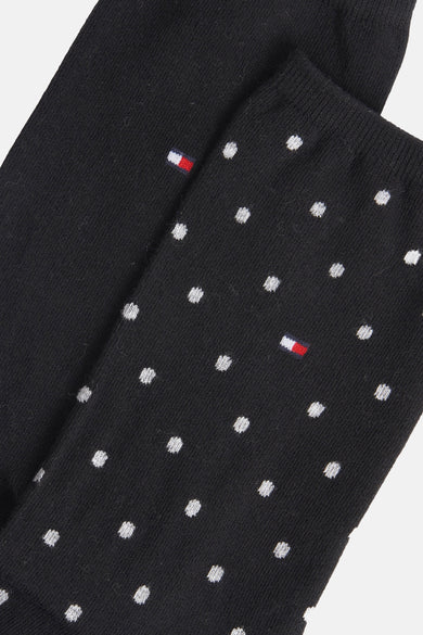 Chaussettes noires de TOMMY JEANS, avec un motif à points et un détail de logo.