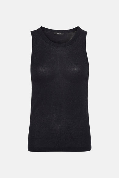 Donkerblauwe singlet van OPUS met een glanzende, gestreepte textuur.
