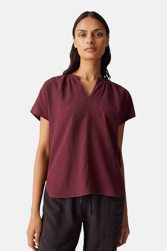 Blouse met korte mouwen - Bordeaux