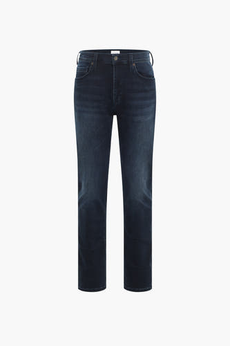 Jean slim bleu marine de MUSTANG, avec une subtile texture denim et des poches classiques.
