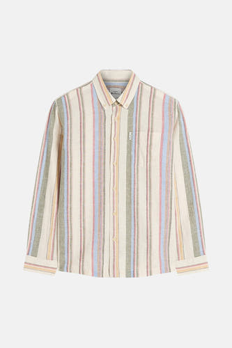 Chemise multicolore à longues manches de BEN SHERMAN, avec un motif rayé et une poche poitrine.