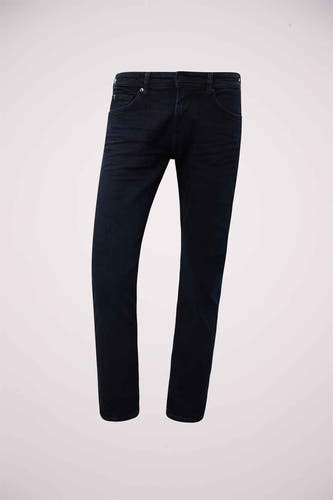 Slim fit blauwzwarte jeans van TOM TAILOR, effen denimstof zonder patroon.