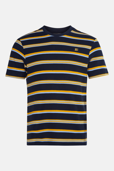 Multikleurig T-shirt met korte mouwen van BEN SHERMAN, met een gestreept patroon en een klein logo op de borst.