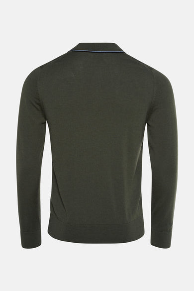 Groene trui met ronde hals van Ben Sherman, effen knitwear textuur en subtiele boord bij de kraag.