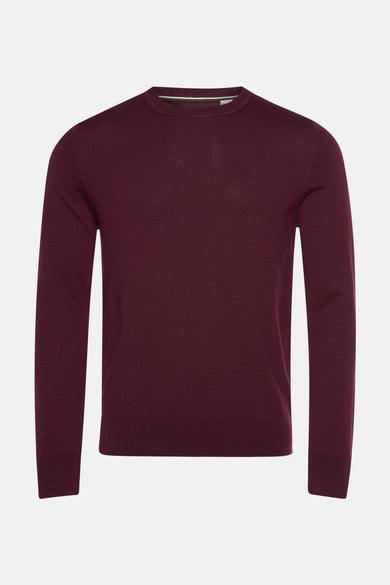 Pull brun avec col rond de BEN SHERMAN, avec une fine structure en côtes.