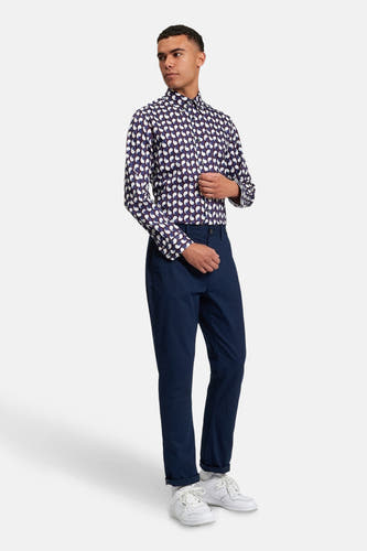 Blauw overhemd met lange mouwen van BEN SHERMAN, met een grafisch motief en lange mouwen.
