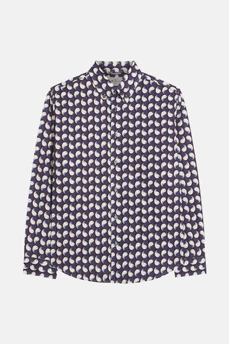 Blauw overhemd met lange mouwen van BEN SHERMAN, met een paisley patroon.
