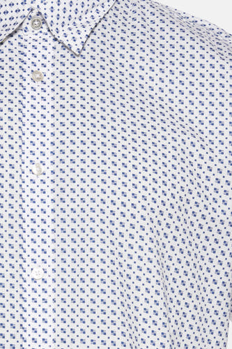 Wit overhemd met lange mouwen van BEN SHERMAN, met een blauw stippen- en vierkantjespatroon.
