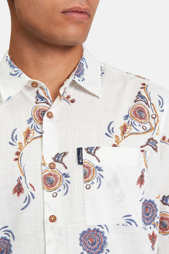 Multikleurig overhemd met lange mouwen van BEN SHERMAN, met geborduurde bloemmotieven en een borstzak.
