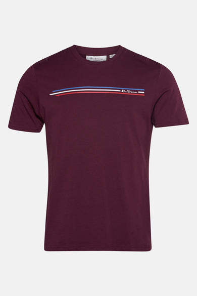 Bordeauxkleurig Ben Sherman T-shirt met strepen.