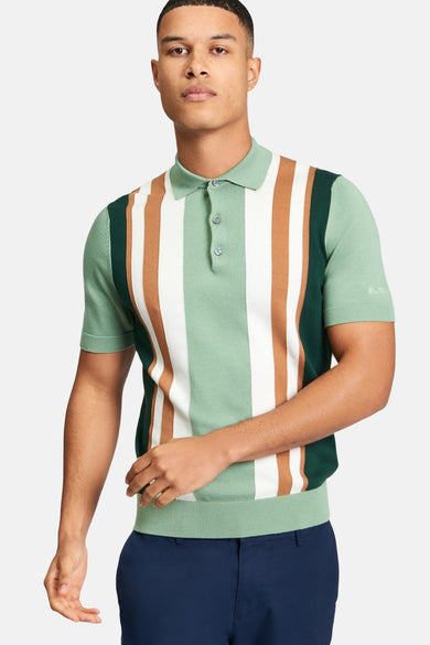 Polo verte BEN SHERMAN de couleur verte, à manches courtes et avec un empiècement d'épaule contrastant.