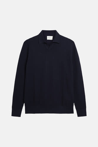 Blauwe trui van Ben Sherman met lange mouwen en een subtiel textuurpatroon.
