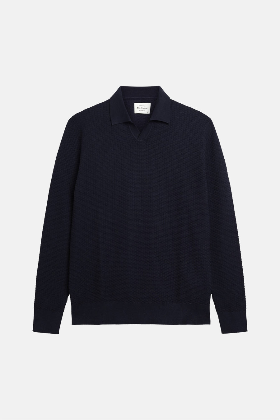 Blauwe trui van Ben Sherman met lange mouwen en een subtiel textuurpatroon.

