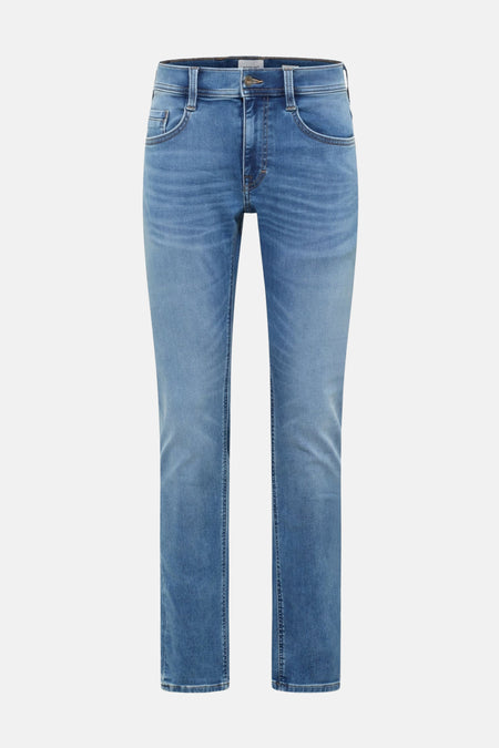 Slim fit jeans van lichtblauw denim van MUSTANG, met subtiele wassing en klassieke stiksels.