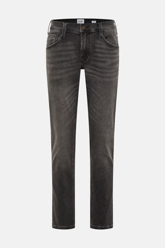 Jean slim gris foncé de Mustang, en denim lavé avec des détails subtils décolorés, vue de face