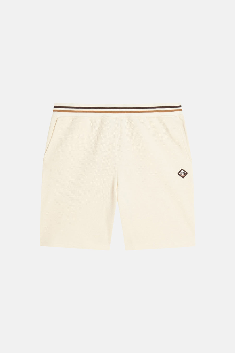 Ecru short van BEN SHERMAN, met een gestreepte tailleband en een geborduurd logo.
