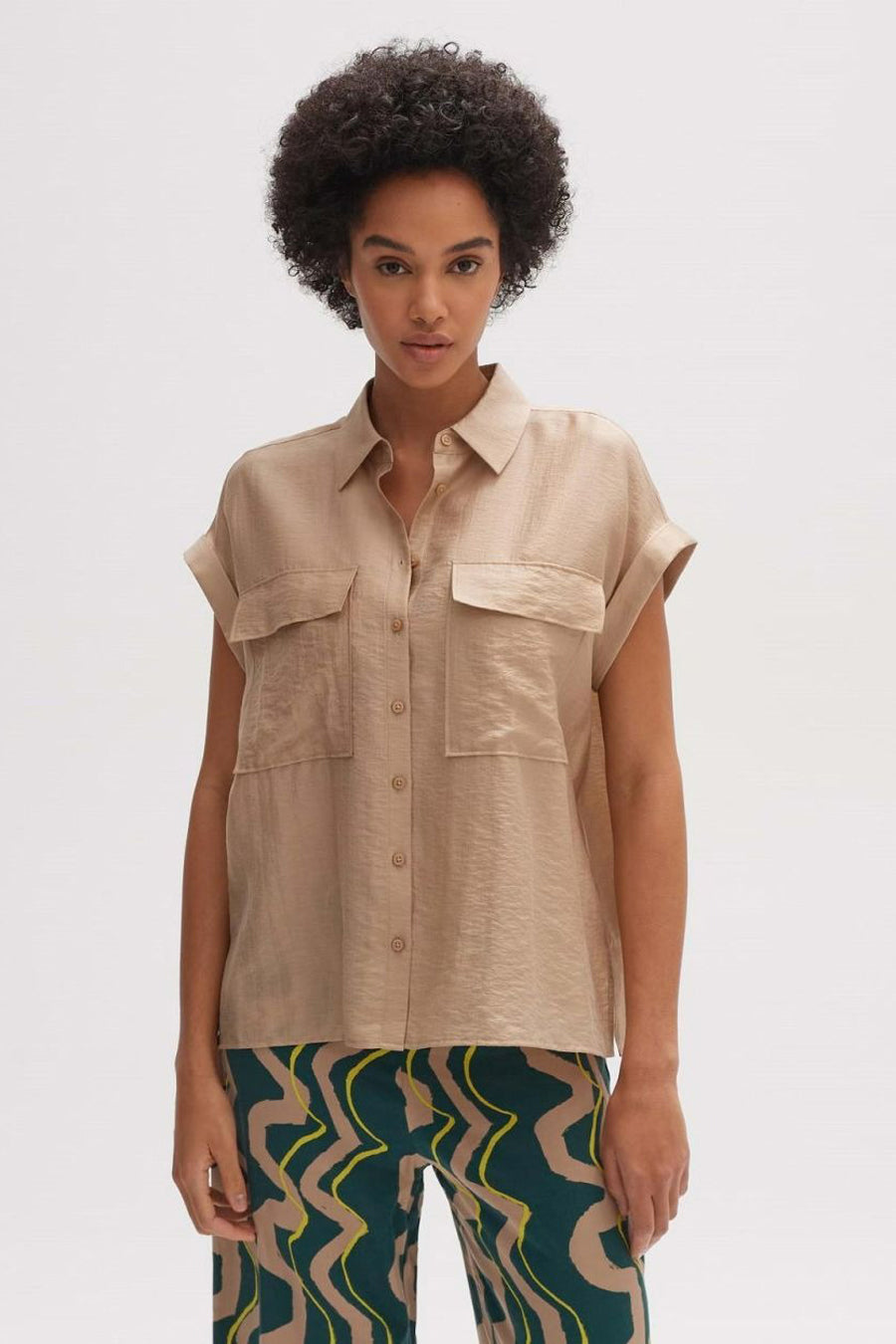 Hemd met korte mouwen - beige