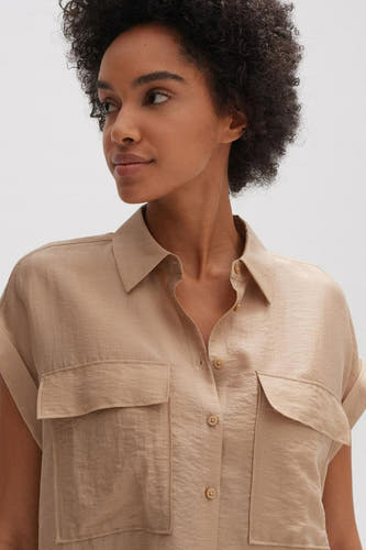 Hemd met korte mouwen - beige