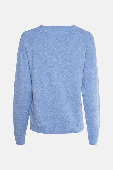 T-shirt bleu avec col rond de VERO MODA®, à longues manches et en fine texture tricotée.