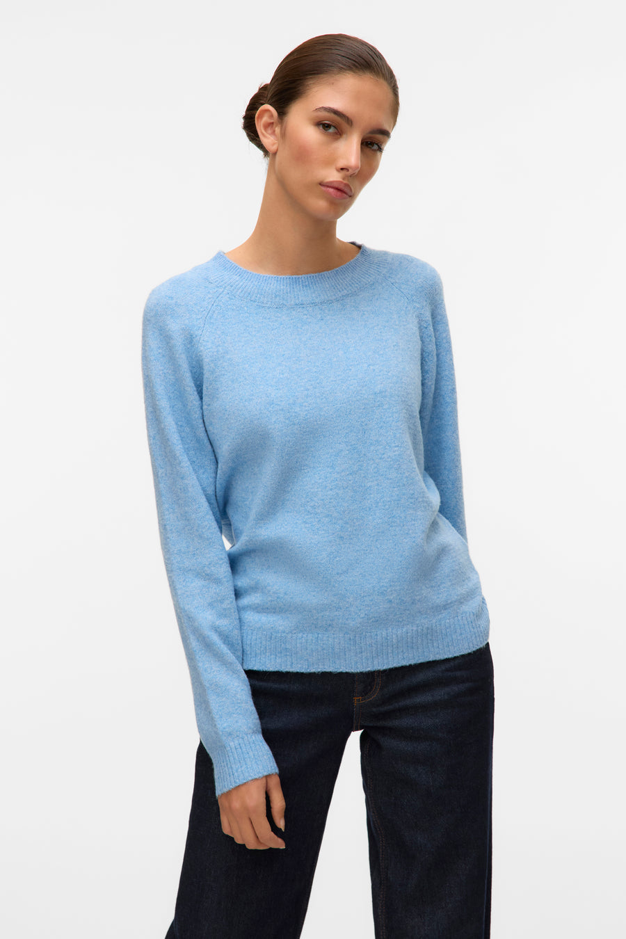 Pull à col rond - bleu - VERO MODA®