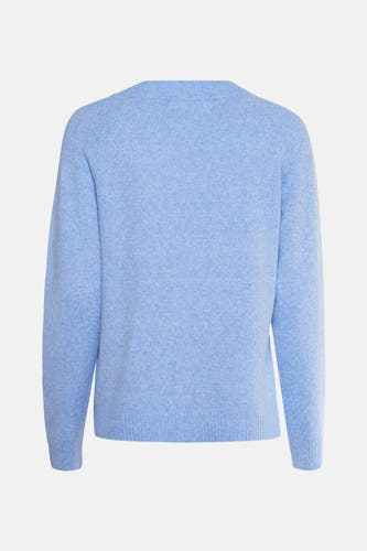 Blauwe trui met ronde hals van VERO MODA, met lange mouwen en een fijne textuur.