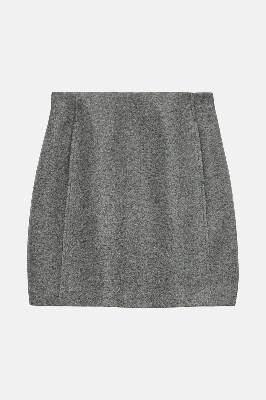 Jupe grise courte de VERO MODA, tissu uni avec des coutures verticales subtiles.