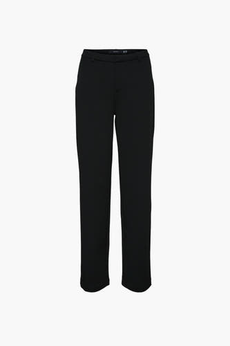 Pantalon de costume noir Vero Moda avec une texture lisse et une fine ceinture.