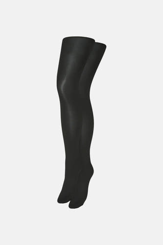 Zwarte panty's van VERO MODA®, gladde textuur, opgevouwen weergave, zijdelings opgesteld