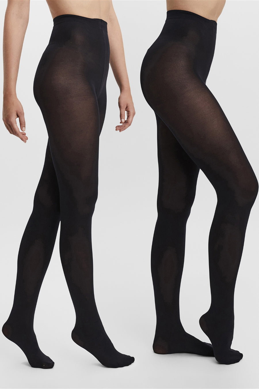 Zwarte panty's van VERO MODA® met hoge taille, transparante stof, zijdelingse en achterkant weergave, gladde textuur
