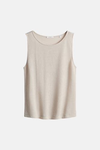Haut sans manches beige OPUS, avec une texture subtile et un col rond.