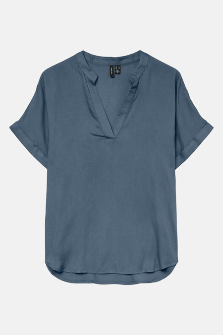 Blouse met korte mouwen - blauw