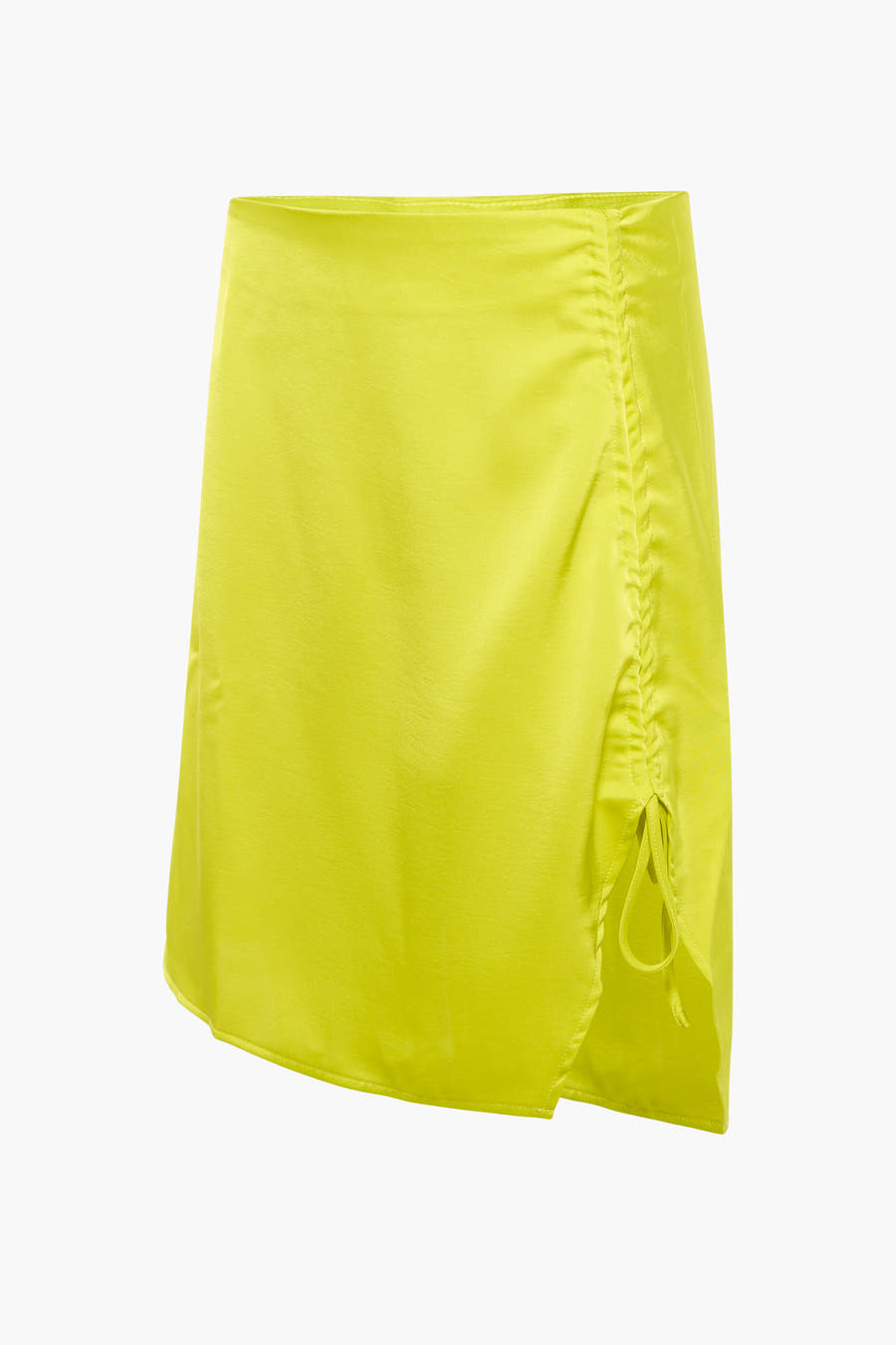 Gele rok van SOMETHING NEW, met een overslag en een gesmokte zijkant met strikdetail.
