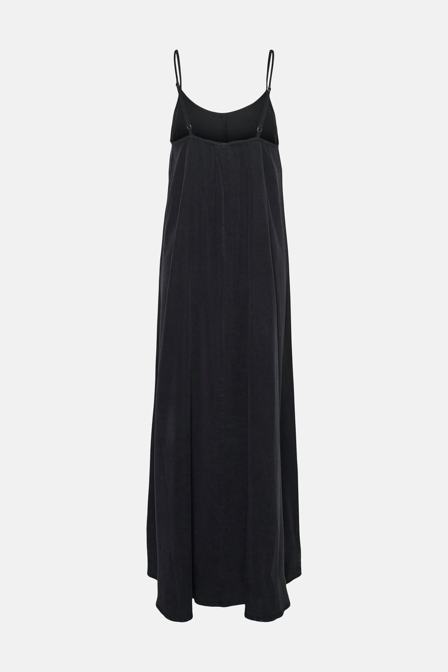 Robe noire sans manches VERO MODA®, avec fines bretelles, longue jupe et motif uni.