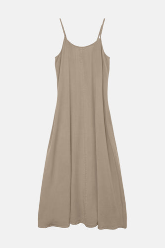 Beige kleedje zonder mouwen van VERO MODA met dunne bandjes en een effen textuur.