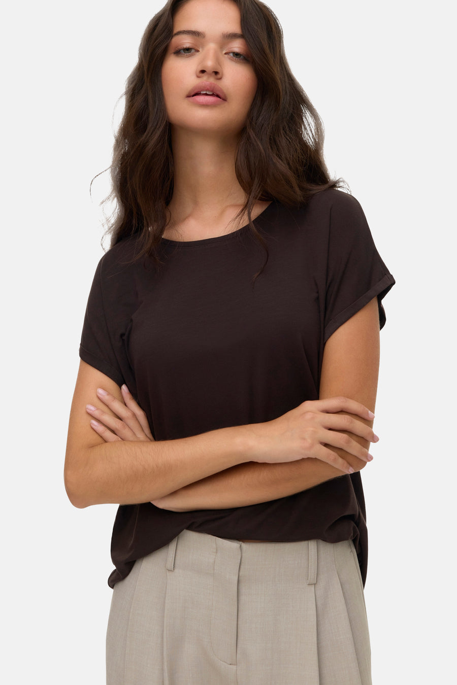 T-shirt met korte mouwen - bruin - VERO MODA®