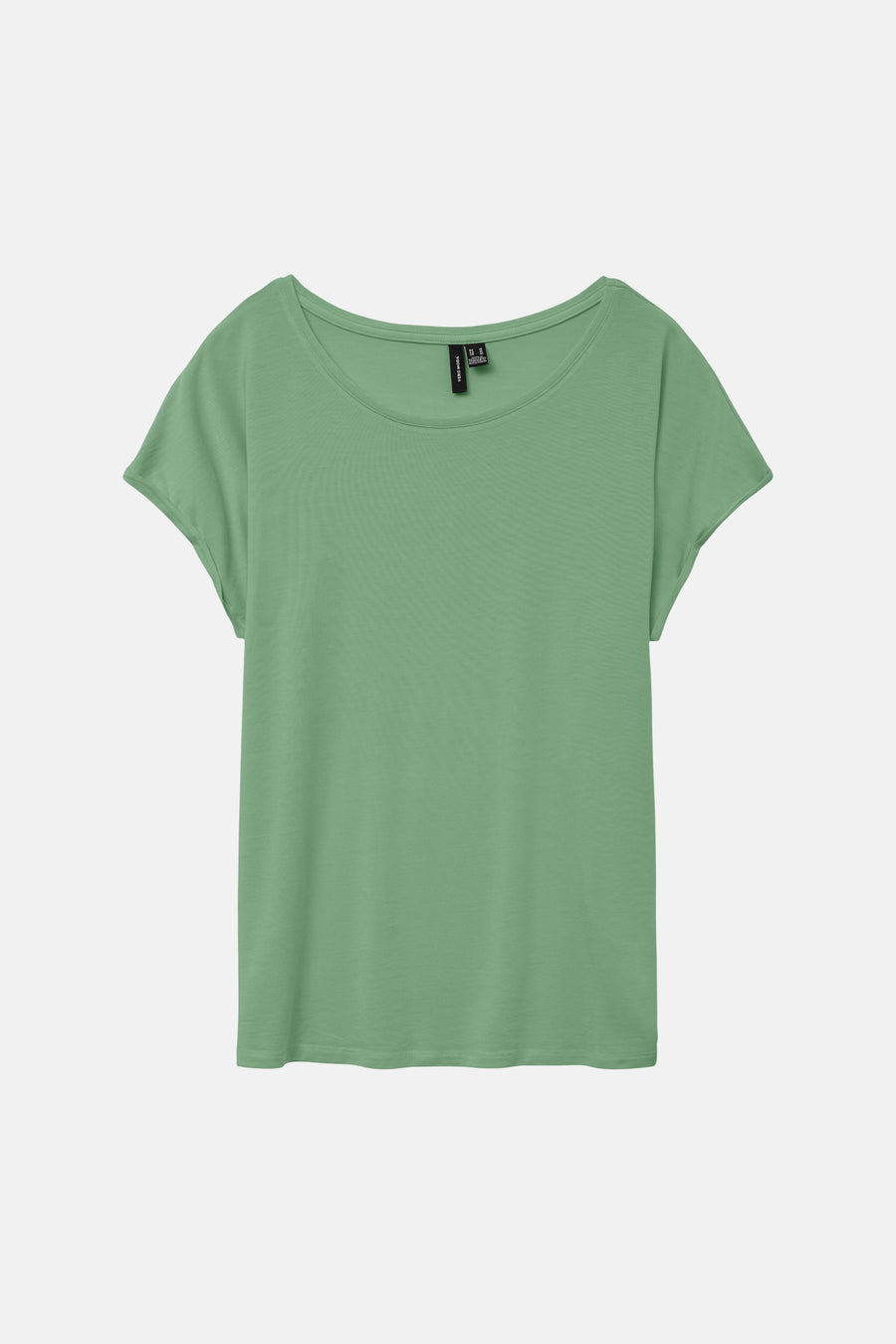 Groene korte mouwen t-shirt van VERO MODA® met ronde hals en fijne ribstructuur, front view