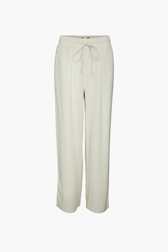 Pantalon beige de VERO MODA, avec une ceinture élastique et un cordon de serrage.