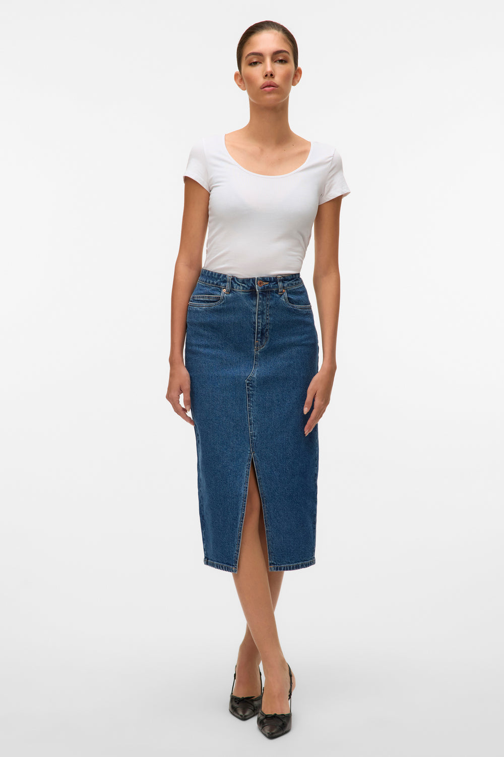 Rok 3/4 Mid blue denim - VERO MODA®