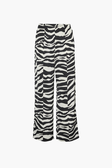 Zwarte broek van VERO MODA® met zebraprint in zwart en wit.